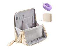 Doresty Makeup Bag, Multi-Purpose Large Capacity Oxford Cloth Standing Makeup Bag - Portable, Waterproof Multifunctional Vertical Office Desktop Organizer (Beige)