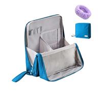 Doresty Makeup Bag, Multi-Purpose Large Capacity Oxford Cloth Standing Makeup Bag - Portable, Waterproof Multifunctional Vertical Office Desktop Organizer (Blue)