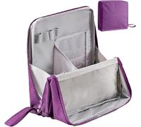 Doresty Makeup Bag,Multi-Purpose Large Capacity Oxford Cloth Standing Makeup Bag,Waterproof Cosmetic Toiletry Bags with Compartments (Purple)