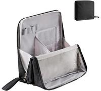 Doresty Makeup Bag,Multi-Purpose Large Capacity Oxford Cloth Standing Makeup Bag,Waterproof Cosmetic Toiletry Bags with Compartments (Black)