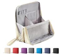 Doresty Makeup Bag, Multi-Purpose Large Capacity Oxford Cloth Standing Makeup Bag, Waterproof Vertical Office Desktop Storage Bags, Portable Toiletry Bags for Women and Men-Large Capacity (White)