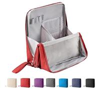 Doresty Makeup Bag, Multi-Purpose Large Capacity Oxford Cloth Standing Makeup Bag, Waterproof Vertical Office Desktop Storage Bags, Portable Toiletry Bags for Women and Men-Large Capacity (Red)