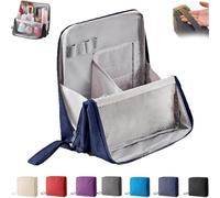 Doresty Makeup Bag, Multi-Purpose Large Capacity Oxford Cloth Standing Makeup Bag with Compartments, Waterproof Toiletry Bag for Girls Women (Navy)