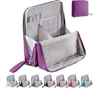 Doresty Makeup Bag,Multi-Purpose Large Capacity Oxford Cloth Standing Makeup Bag with Compartments,Waterproof (Purple)