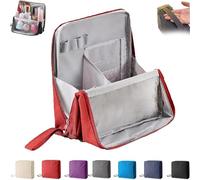 Doresty Makeup Bag, Multi-Purpose Large Capacity Oxford Cloth Standing Makeup Bag with Compartments, Waterproof Toiletry Bag for Girls Women (Red)