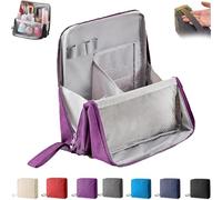 Doresty Makeup Bag, Multi-Purpose Large Capacity Oxford Cloth Standing Makeup Bag with Compartments, Waterproof Toiletry Bag for Girls Women (Purple)
