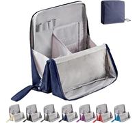 Doresty Makeup Bag,Multi-Purpose Large Capacity Oxford Cloth Standing Makeup Bag with Compartments,Waterproof (Blue)