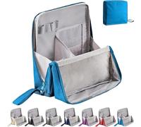 Doresty Makeup Bag,Multi-Purpose Large Capacity Oxford Cloth Standing Makeup Bag with Compartments,Waterproof (Navy)