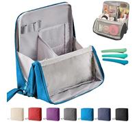Doresty Makeup Bag, Multi-Purpose Large Capacity Oxford Cloth Standing Makeup Bag with Multiple Compartments, Upright Design for Cosmetics (Blue)