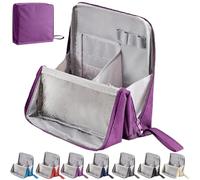 Doresty Makeup Bag, Multi-Purpose Large Capacity Standing Makeup Bag, Vertical Large Opening Waterproof Storage Bags with Compartments, Women and Men Portable Toiletry Bag for Travel, Work (Purple)
