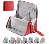 Doresty Makeup Bag, Multi-Purpose Large Capacity Standing Makeup Bag, Vertical Large Opening Waterproof Storage Bags with Compartments, Women and Men Portable Toiletry Bag for Travel, Work (Red)