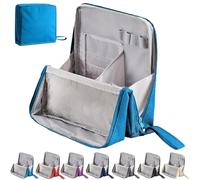 Doresty Makeup Bag, Multi-Purpose Large Capacity Standing Makeup Bag, Vertical Large Opening Waterproof Storage Bags with Compartments, Women and Men Portable Toiletry Bag for Travel, Work (Blue)