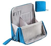 Doresty Makeup Bag - Portable & Waterproof Large Capacity Standing Organizer with Compartments, Multi-Purpose Oxford Cloth Toiletry Bag for Travel & Home Use (Blue)