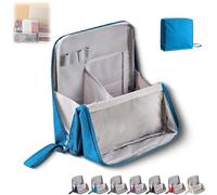 Doresty Makeup Bag, Standing Makeup Bag, Multi-Purpose Large Capacity Cosmetic Organizer, Portable Traveler Make-up Bags, with Compartments Travel Home Women Use (Blue)