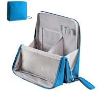 Doresty Makeup Bag, Standing Makeup Bag, Multi-Purpose Large Capacity Oxford Cloth Standing, Waterproof Vertical Office Desktop Storage Bags, Suitable for Women's Makeup Bags (Blue)