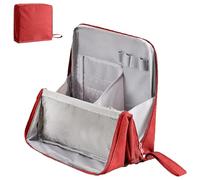 Doresty Makeup Bag, Standing Makeup Bag, Multi-Purpose Large Capacity Oxford Cloth Standing, Waterproof Vertical Office Desktop Storage Bags, Suitable for Women's Makeup Bags (Red)