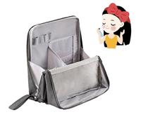 Doresty Makeup Bag,Standing Makeup Bag - Portable,Large Capacity, Stand Up Makeup Bags,Waterproof Multipurpose Toiletry Bags with Compartments (Gray)