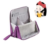 Doresty Makeup Bag,Standing Makeup Bag - Portable,Large Capacity, Stand Up Makeup Bags,Waterproof Multipurpose Toiletry Bags with Compartments (Purple)