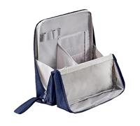Doresty Makeup Bag, Standing Makeup Bag - Portable, Large Capacity, Vertical Large Opening Make up Bags with Compartments, Waterproof and Multifunctional (Navy)