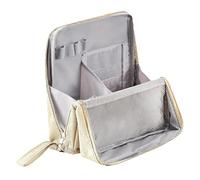 Doresty Makeup Bag, Standing Makeup Bag - Portable, Large Capacity, Vertical Large Opening Make up Bags with Compartments, Waterproof and Multifunctional (Beige)
