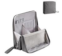 Doresty Makeup Bag, Standing Makeup Bag, Portable Large Capacity Vertical Makeup Organizer Bag with Compartments, Waterproof Multipurpose Stand Up (Gray)
