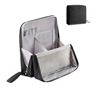 Doresty Makeup Bag, Standing Makeup Bag, Portable Large Capacity Vertical Makeup Organizer Bag with Compartments, Waterproof Multipurpose Stand Up (Black)