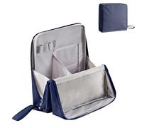 Doresty Makeup Bag, Standing Makeup Bag, Portable Large Capacity Vertical Makeup Organizer Bag with Compartments, Waterproof Multipurpose Stand Up (Navy Blue)