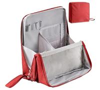 Doresty Makeup Bag, Standing Makeup Bag, Portable, Large Capacity, Waterproof Multi-Purpose Oxford Cloth Makeup Bags Organizer with Compartments, Travel Home Use (Red)