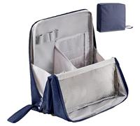 Doresty Makeup Bag, Standing Makeup Bag, Portable, Large Capacity, Waterproof Multi-Purpose Oxford Cloth Makeup Bags Organizer with Compartments, Travel Home Use (Navy Blue)