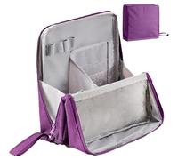 Doresty Makeup Bag, Standing Makeup Bag, Portable, Large Capacity, Waterproof Multi-Purpose Oxford Cloth Makeup Bags Organizer with Compartments, Travel Home Use (Purple)