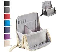 Doresty Makeup Bag, Standing Makeup Bag Portable, Large Capacity, with Compartments for Traveling, Waterproof Multi-Purpose Large Capacity Standings Makeups Bags (Beige)
