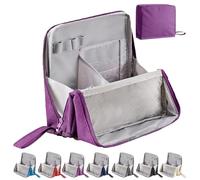 Doresty Makeup Bag, Standing Makeup Bag - Portable, Multi-Purpose Large Capacity Oxford Cloth Standing Makeup Bags for Girls Women (Purple)