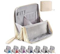 Doresty Makeup Bag, Standing Makeup Bag - Portable, Multi-Purpose Large Capacity Oxford Cloth Standing Makeup Bags for Girls Women (Beige)