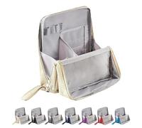 Doresty Makeup Bag, Standing Makeup Bag - Portable, Multi-Purpose Large Capacity Oxford Cloth Standing Makeupbag, Large Capacity Cosmetic Bags for Women, with Room for Brushes and Mirror (Beige)