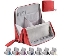 Doresty Makeup Bag, Standing Makeup Bag - Portable, Multi-Purpose Large Capacity Oxford Cloth Standing Makeup Bags for Girls Women (Red)