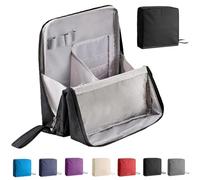 Doresty Makeup Bag, Waterproof Standing Cosmetic Organizer with Handle, Large Travel Toiletry Pouch for Skincare & Brushes (Black)