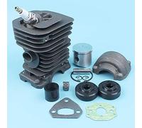 DORFEY Kit de cárter de motor de pistón de cilindro de 38 mm compatible con motosierra H-u-s-q-v-a-r-n=a 136, 137, 141 y 142, colector de admisión, silenciador y carburador.