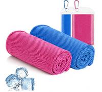 DORHWIX 2 Piezas Toalla Gimnasio De Enfriamiento, Microfibra Para Cuello Y Cara, Ideal Para Senderismo, Running, Tenis Y Viaje, Azul Rey Y Rosa