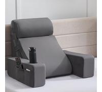 Dorifine Cojín de lectura para cama y sofá, cojín para libros con reposacabezas y reposabrazos extraíbles, cojín para la espalda, cojín de pared, cojín multifunción para leer, trabajar