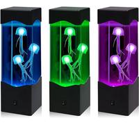 DoRight 1X Lámpara de Medusas RGB USB DC 5V Eléctrica Tanque de Lámpara de Mesa Acuario Luz de Noche 16 Colores Cambiantes luz de Decoración para Sala de Estar Dormitorio Escritorio con 3 Medusas