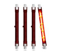 DoRight 500W R7S Bombilla Calefactora de Rubí, 118MM Bombilla de Luz Calefactora Infrarroja de Cuarzo 240V R7 Lámpara Halógena Regulable para Calefactor de Jardín Interior/Exterior (4 Paquetes)