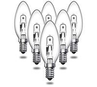 DoRight Bombillas halógenas tipo vela 28W, E14 SES Bombilla halógena C35 Bombilla de tornillo Edison pequeña Lámpara halógena vintage - Blanco cálido 2700K - 310lm - Regulable - Paquete de 6
