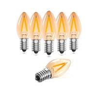 DoRight E14 Bombilla de luz Nocturna LED 1W, C7 Retro Ámbar Súper Cálido Blanco 2200K, SES Pequeña Bombilla de Vela Espiral Edison, Lámpara de Sal para Lámparas de Dormitorio, Pack de 8