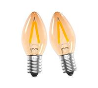 DoRight E14 Bombilla de luz Nocturna LED 1W, C7 Retro Ámbar Súper Cálido Blanco 2200K, SES Pequeña Bombilla de Vela Espiral Edison, Lámpara de Sal para Lámparas de Dormitorio, Pack de 2