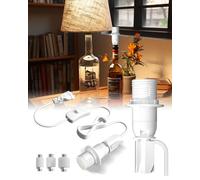 DoRight E14 Soporte para lámpara de botella con interruptor y enchufe Adaptador de botella E14, kit de adaptador de lámpara de botella para lámpara de mesa de botella de vino DIY - Blanco 2 unidades