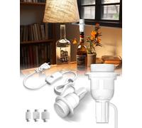 DoRight E27 Soporte para lámpara de botella con interruptor y enchufe Adaptador de botella E27, kit de adaptador de lámpara de botella para lámpara de mesa de botella de vino DIY - Blanco 2 unidades