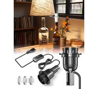 DoRight E27 Soporte para lámpara de botella con interruptor y enchufe Adaptador de botella E27, kit de adaptador de lámpara de botella para lámpara de mesa de botella de vino DIY - Negro 2 unidades