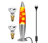 DoRight Lámpara de Lava Clásica Cera Amarilla/Aluminio Líquido Rojo Lámpara de Lava de Movimiento para una Relajación Pacífica, 13.38 Pulgadas, con 2 Paquete R39 25W E14 Bombilla de Lámpara de Lava