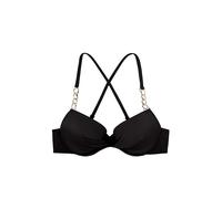 Dorina Braguita de Bikini Tanga FILAO - Microfibra Lisa con Accesorios de Cadena Dorada, Cobertura Mínima, Prenda de Baño con Estilo, Negro