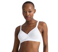 Dorina Bralette Mujer Daniela - Sin Aros, Cobertura Completa, Jersey de Algodón con Espalda en U, Refuerzo Lateral y Tirantes Anchos Ajustables, Blanco
